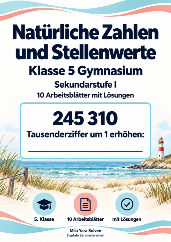Cover: Natürliche Zahlen und Stellenwerte Klasse 5 Gymnasium