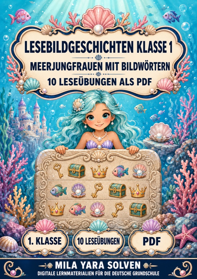 Cover: Lesebildgeschichten Klasse 1 - Meerjungfrauen mit Bildwörtern
