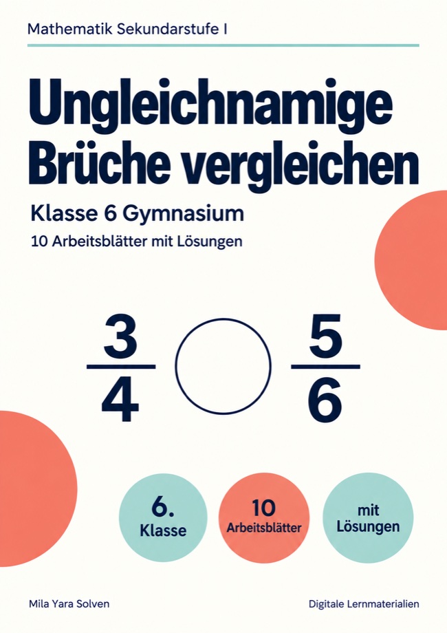 Cover: Ungleichnamige Brüche vergleichen Klasse 6 Gymnasium