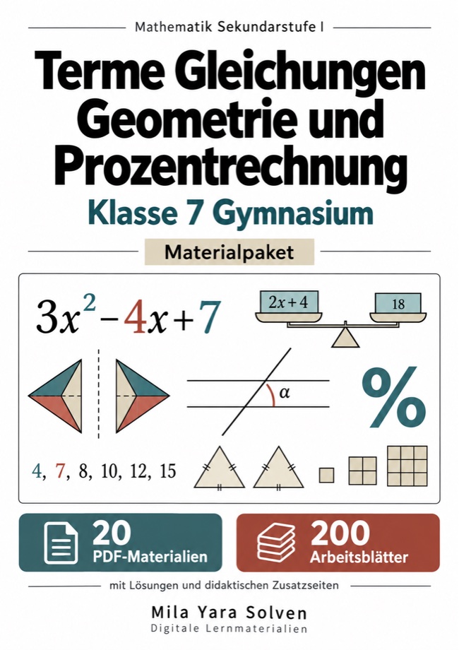 Cover: Terme Gleichungen Geometrie und Prozentrechnung Klasse 7 Gymnasium