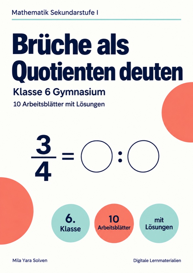 Cover: Brüche als Quotienten deuten Klasse 6 Gymnasium
