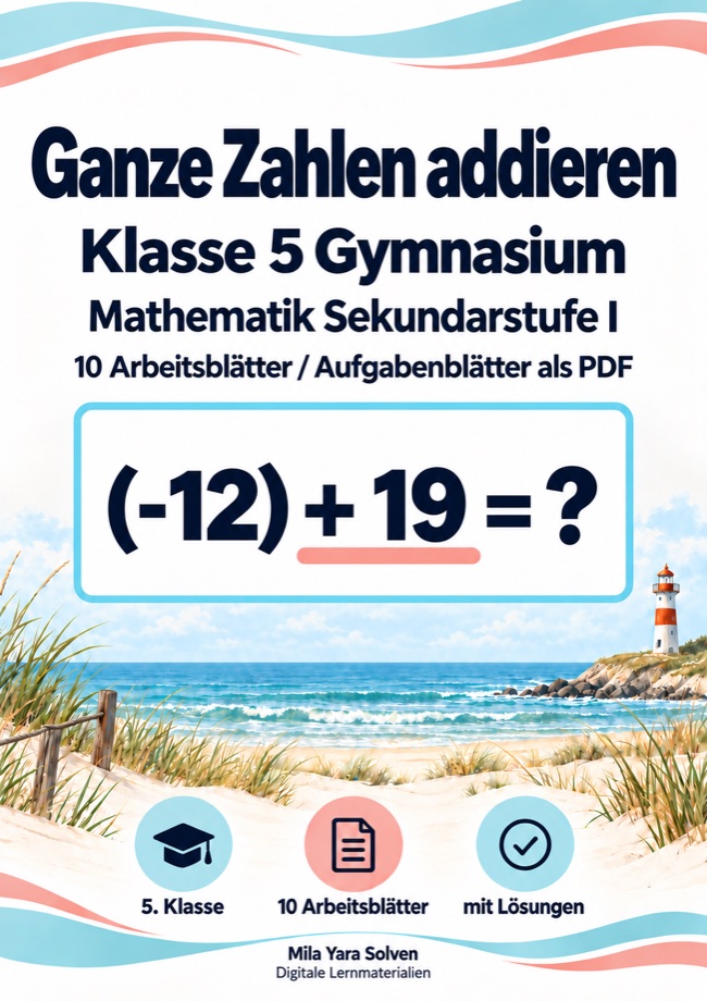 Cover: Ganze Zahlen addieren Klasse 5 Gymnasium