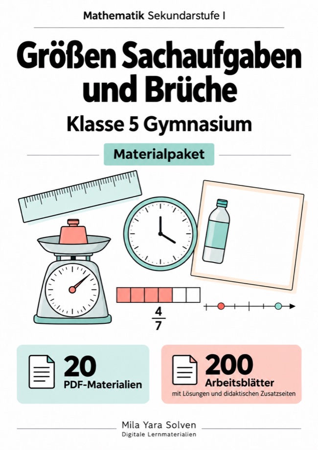 Cover: Größen Sachaufgaben und Brüche Klasse 5 Gymnasium