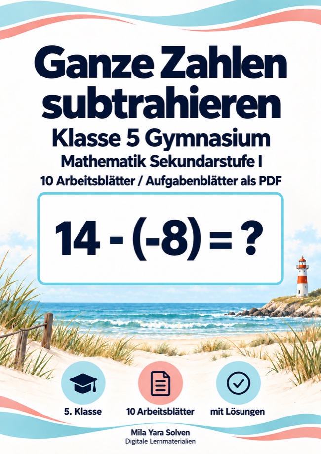 Cover: Ganze Zahlen subtrahieren Klasse 5 Gymnasium