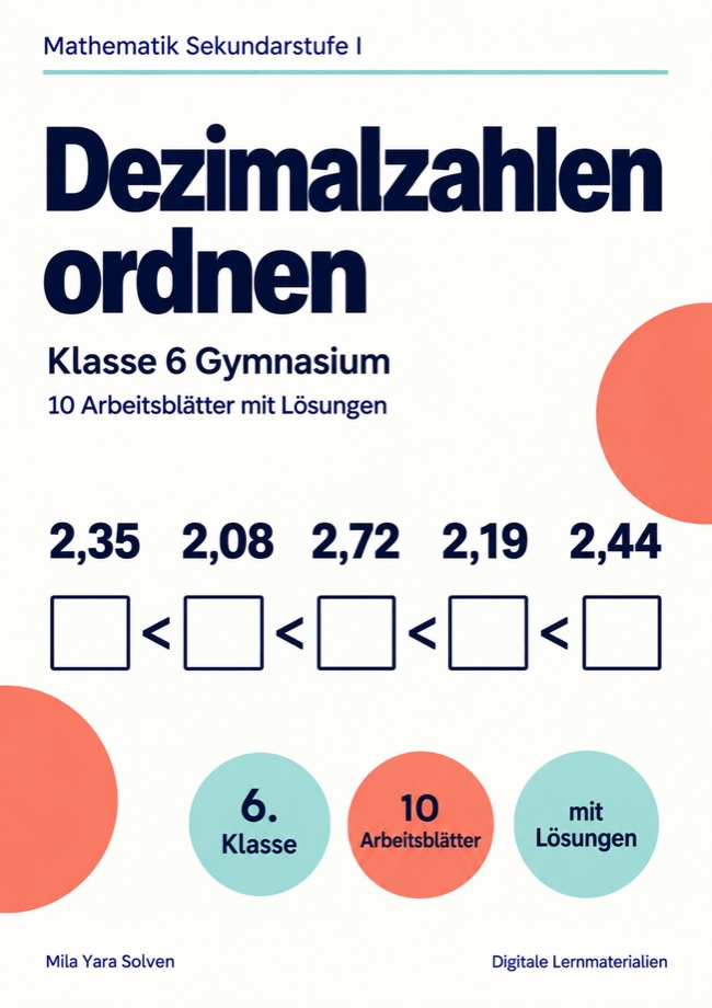 Cover: Dezimalzahlen ordnen Klasse 6 Gymnasium