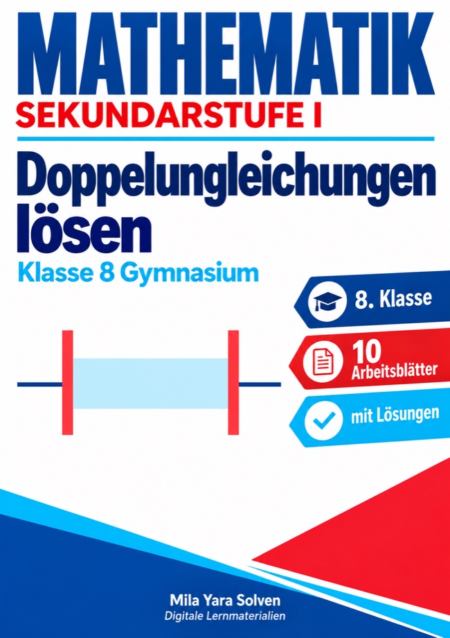 Cover: Doppelungleichungen lösen | Mathematik Klasse 8 Gymnasium | 10 Arbeitsblätter mit Lösungen als PDF