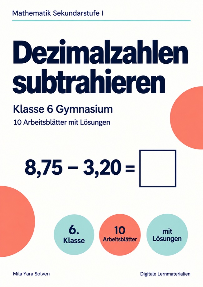 Cover: Dezimalzahlen subtrahieren Klasse 6 Gymnasium