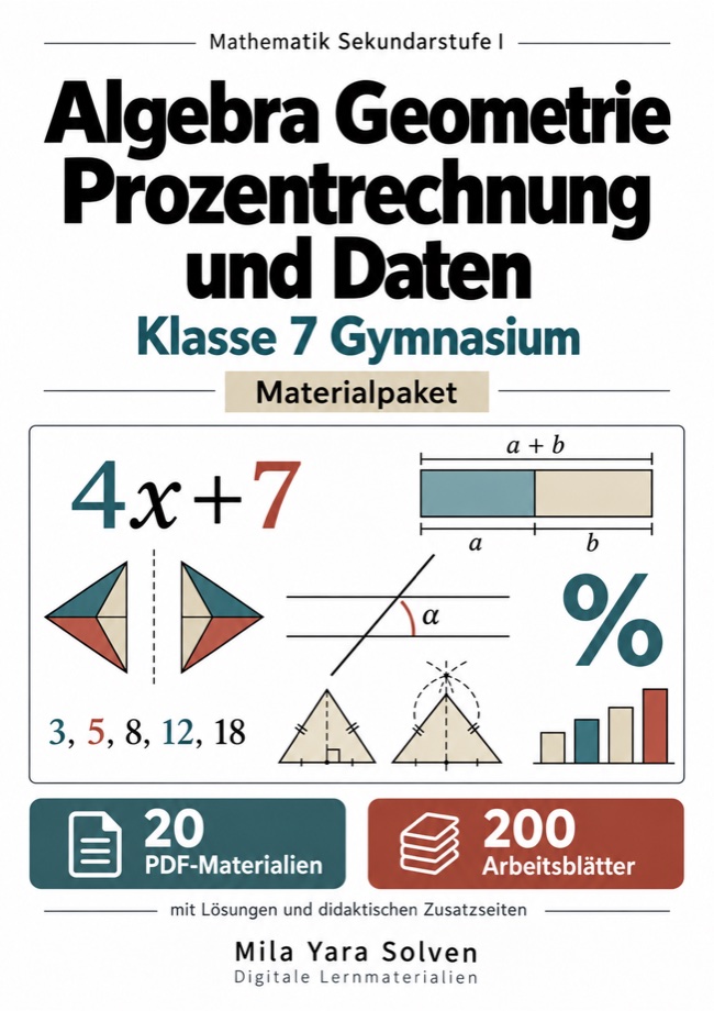 Cover: Algebra Geometrie Prozentrechnung und Daten Klasse 7 Gymnasium