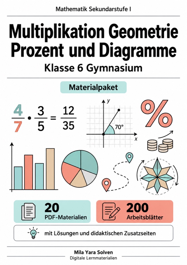 Cover: Multiplikation Geometrie Prozent und Diagramme Klasse 6 Gymnasium