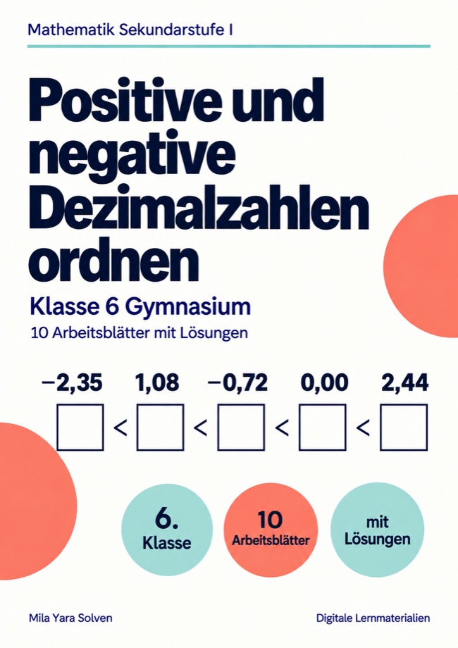 Cover: Positive und negative Dezimalzahlen ordnen Klasse 6 Gymnasium