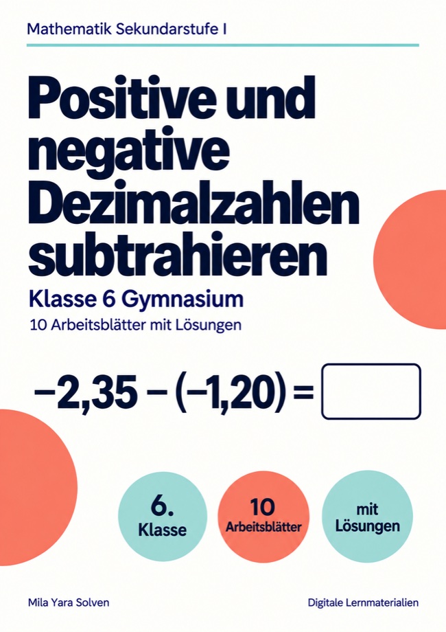 Cover: Positive und negative Dezimalzahlen subtrahieren Klasse 6 Gymnasium