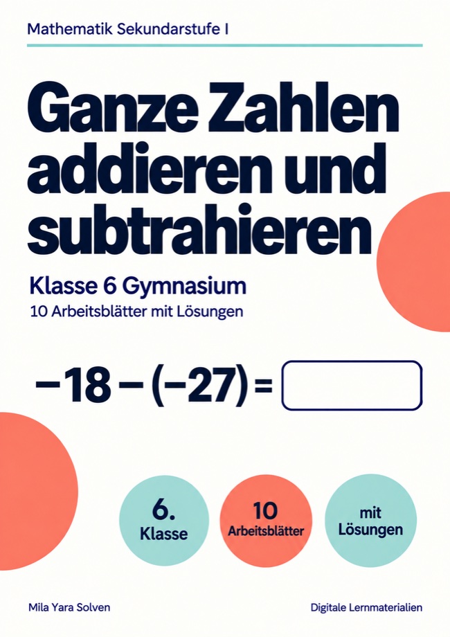 Cover: Ganze Zahlen addieren und subtrahieren Klasse 6 Gymnasium