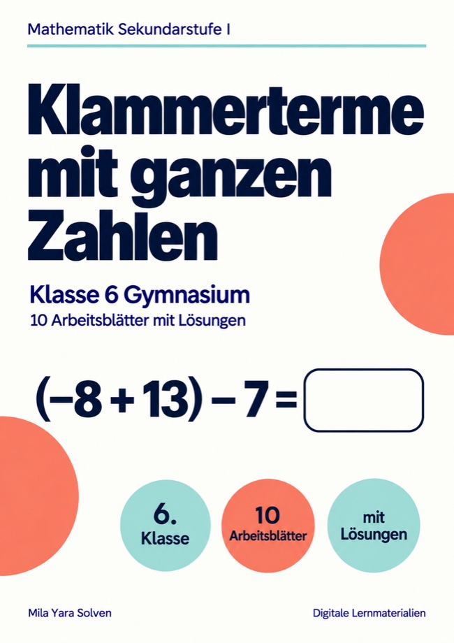 Cover: Klammerterme mit ganzen Zahlen Klasse 6 Gymnasium