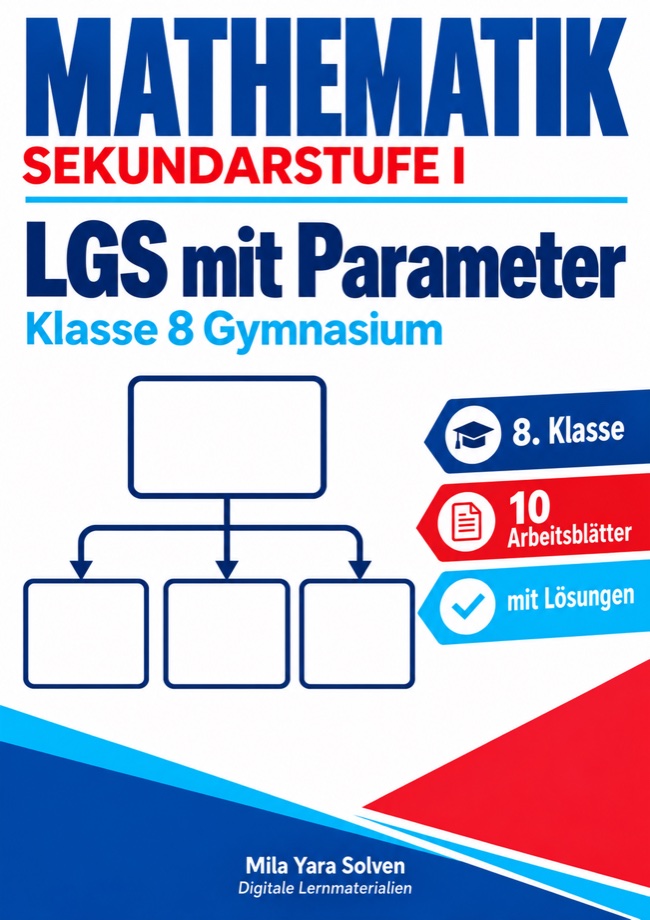 Cover: LGS mit Parameter | Mathematik Klasse 8 Gymnasium | 10 Arbeitsblätter mit Lösungen als PDF