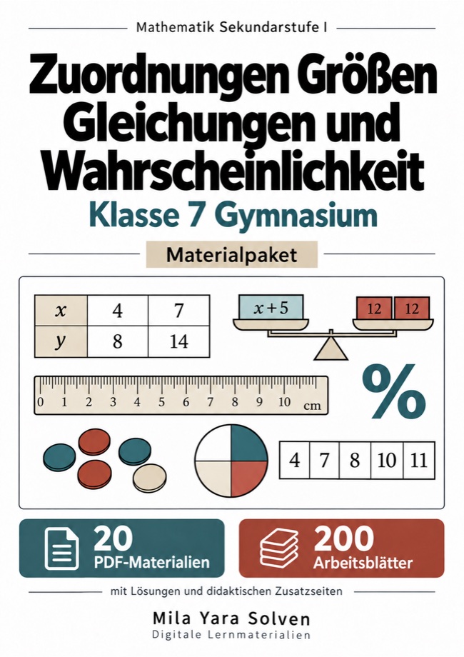 Cover: Zuordnungen Größen Gleichungen und Wahrscheinlichkeit Klasse 7 Gymnasium