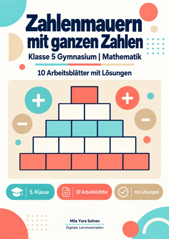Cover: Zahlenmauern mit ganzen Zahlen Klasse 5 Gymnasium