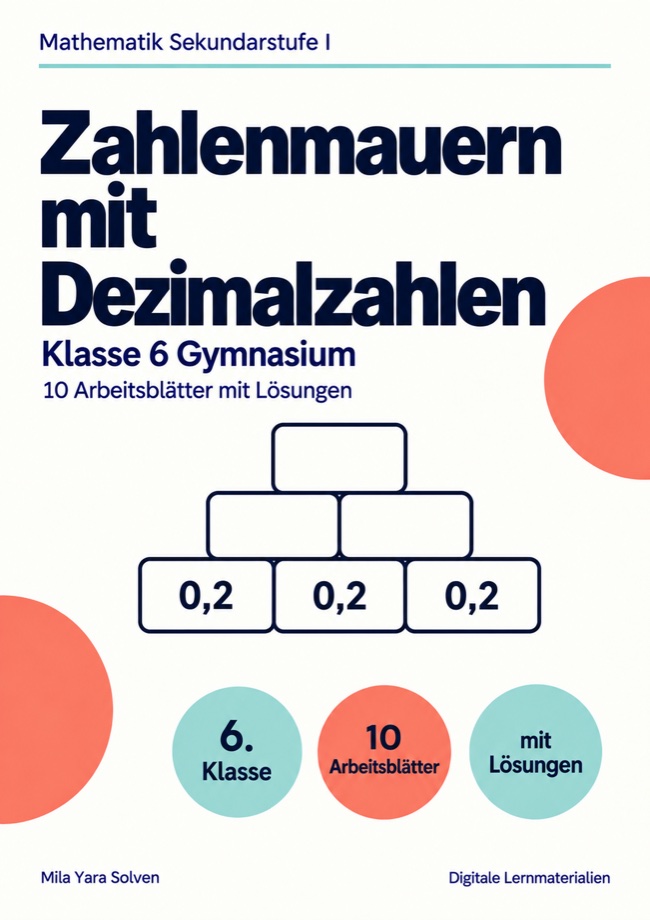 Cover: Zahlenmauern mit Dezimalzahlen Klasse 6 Gymnasium