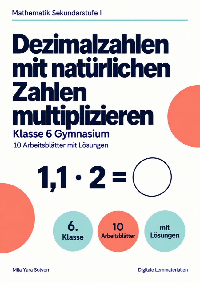 Cover: Dezimalzahlen mit natürlichen Zahlen multiplizieren Klasse 6 Gymnasium