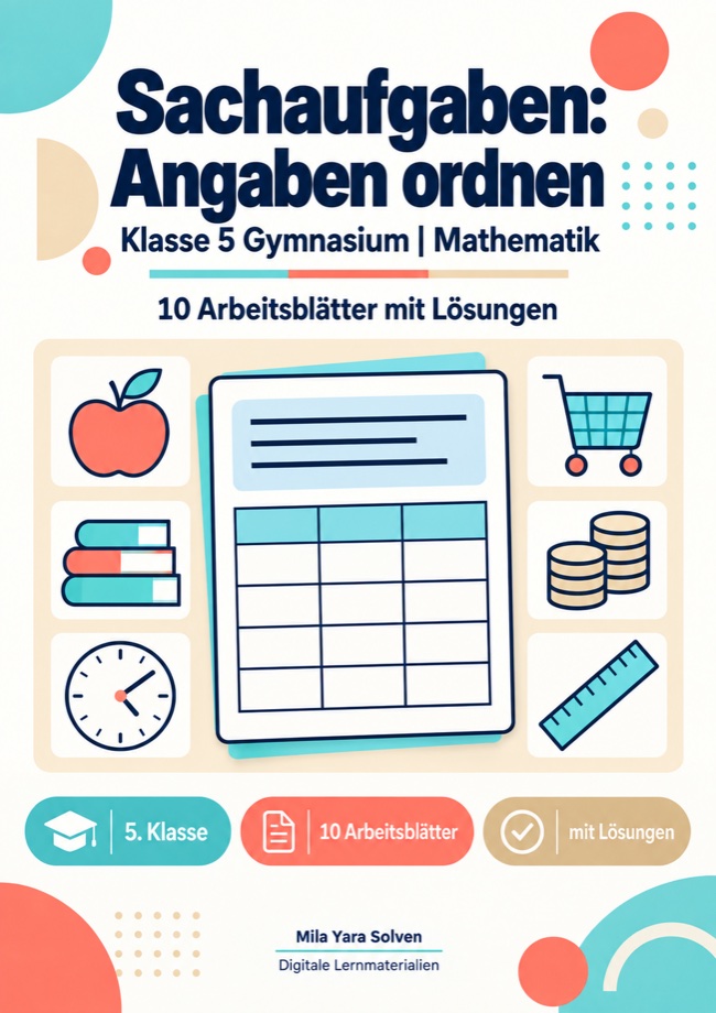Cover: Sachaufgaben: Angaben ordnen Klasse 5 Gymnasium