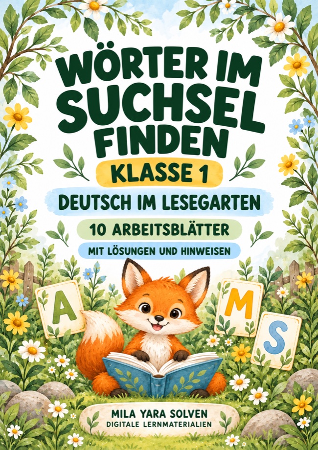 Cover: Wörter im Suchsel finden Klasse 1 - Tierfreunde