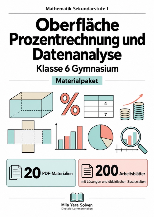 Cover: Oberfläche Prozentrechnung und Datenanalyse Klasse 6 Gymnasium
