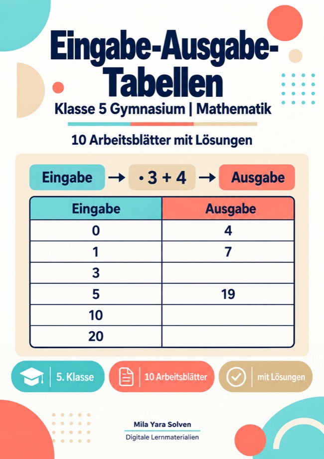 Cover: Eingabe-Ausgabe-Tabellen Klasse 5 Gymnasium