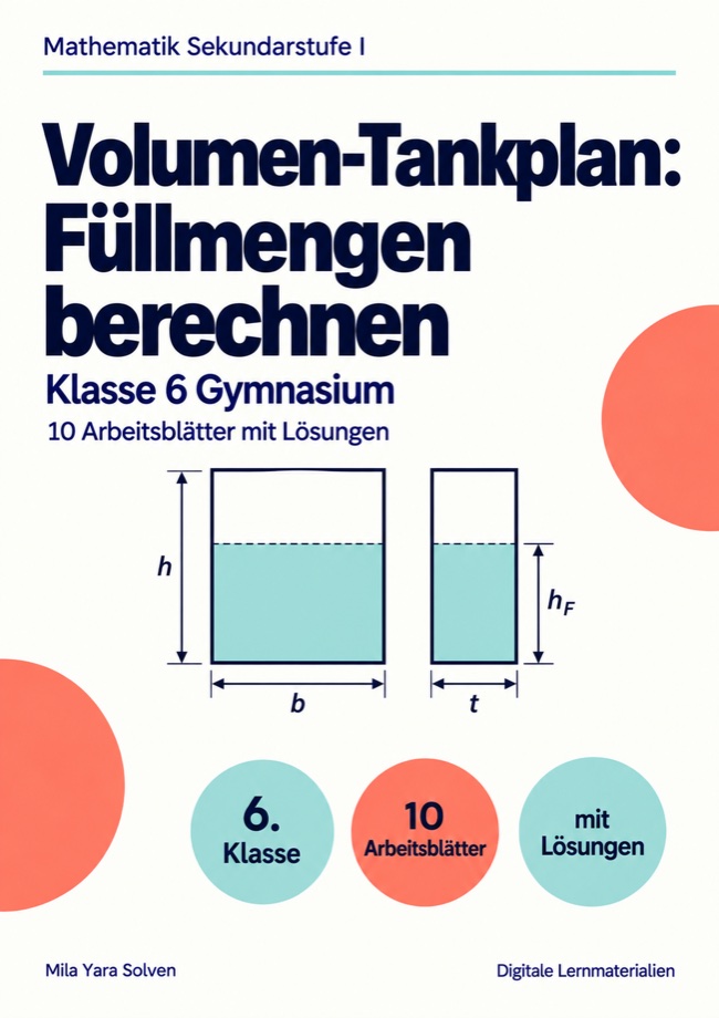Cover: Volumen-Tankplan: Füllmengen berechnen Klasse 6 Gymnasium