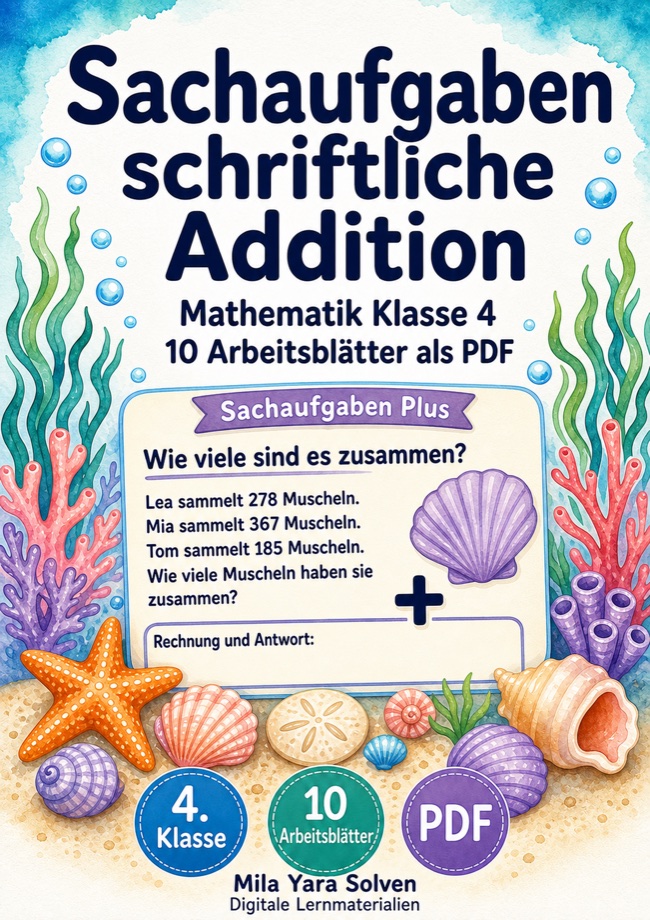 Cover: Sachaufgaben schriftliche Addition
