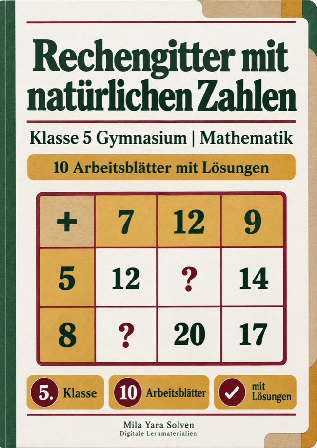 Cover: Rechengitter mit natürlichen Zahlen Klasse 5 Gymnasium