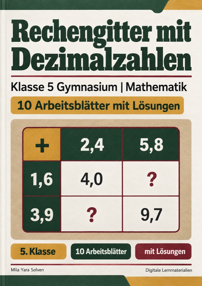 Cover: Rechengitter mit Dezimalzahlen Klasse 5 Gymnasium