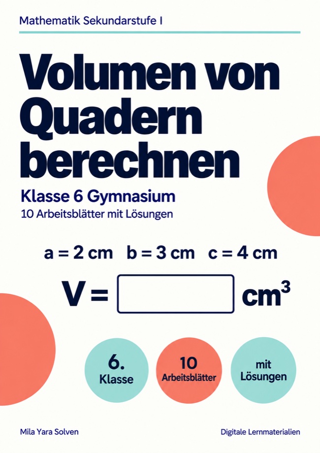 Cover: Volumen von Quadern berechnen Klasse 6 Gymnasium