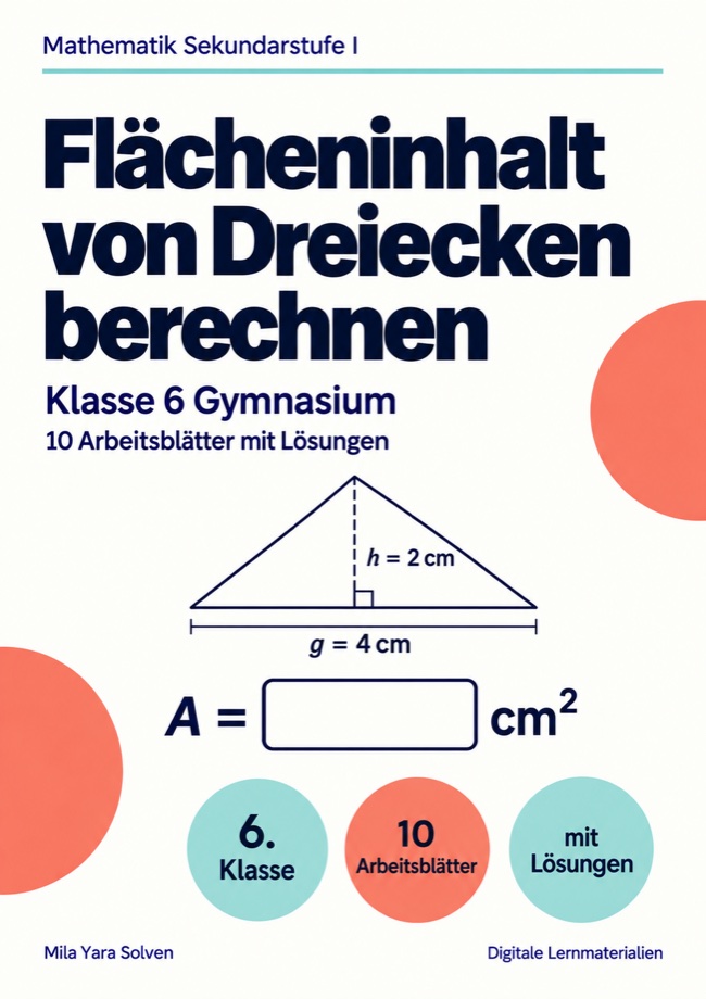Cover: Flächeninhalt von Dreiecken berechnen Klasse 6 Gymnasium