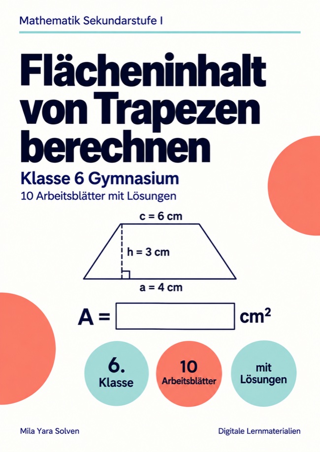 Cover: Flächeninhalt von Trapezen berechnen Klasse 6 Gymnasium