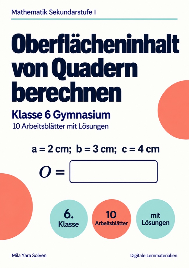 Cover: Oberflächeninhalt von Quadern berechnen Klasse 6 Gymnasium