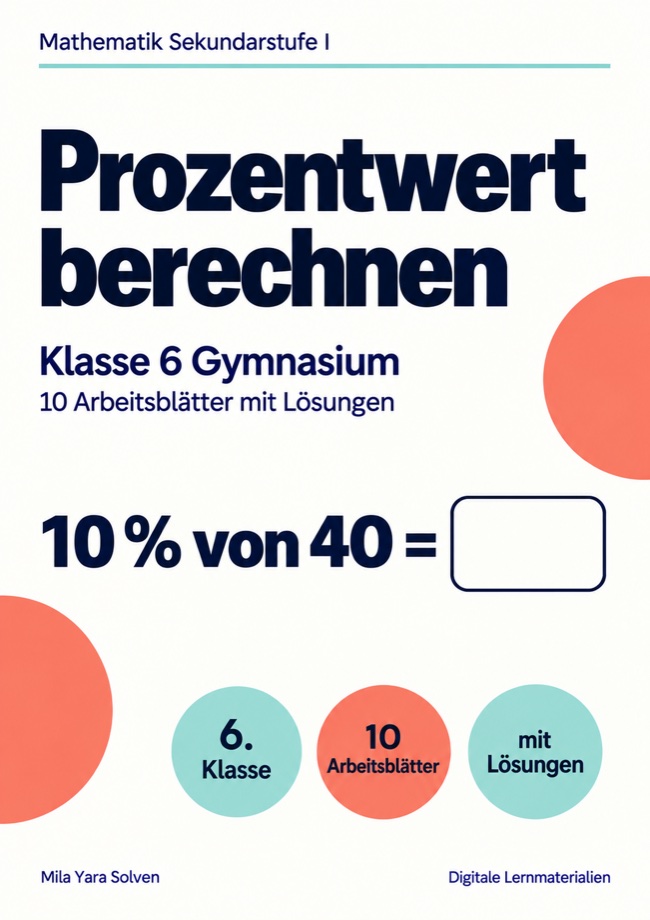 Cover: Prozentwert berechnen Klasse 6 Gymnasium