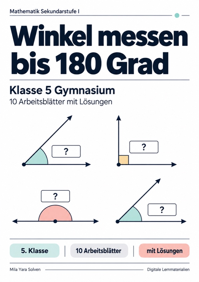Cover: Winkel messen bis 180 Grad Klasse 5 Gymnasium