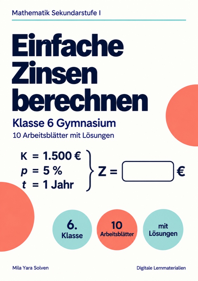 Cover: Einfache Zinsen berechnen Klasse 6 Gymnasium