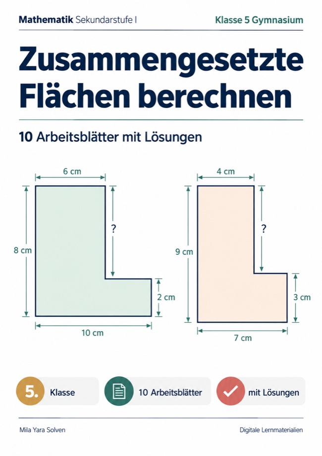 Cover: Zusammengesetzte Flächen berechnen Klasse 5 Gymnasium
