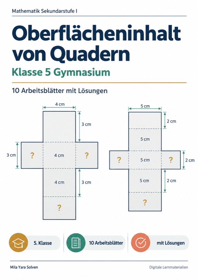 Cover: Oberflächeninhalt von Quadern Klasse 5 Gymnasium