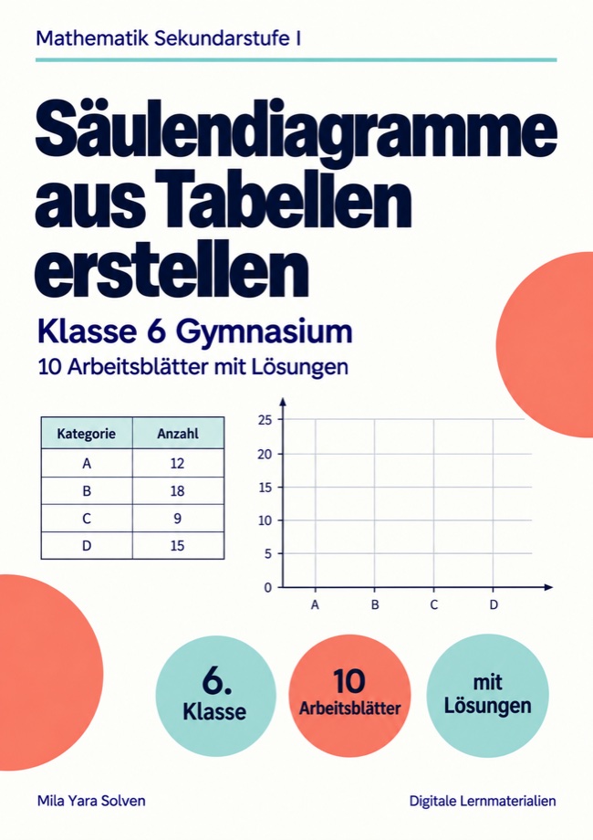 Cover: Säulendiagramme aus Tabellen erstellen Klasse 6 Gymnasium