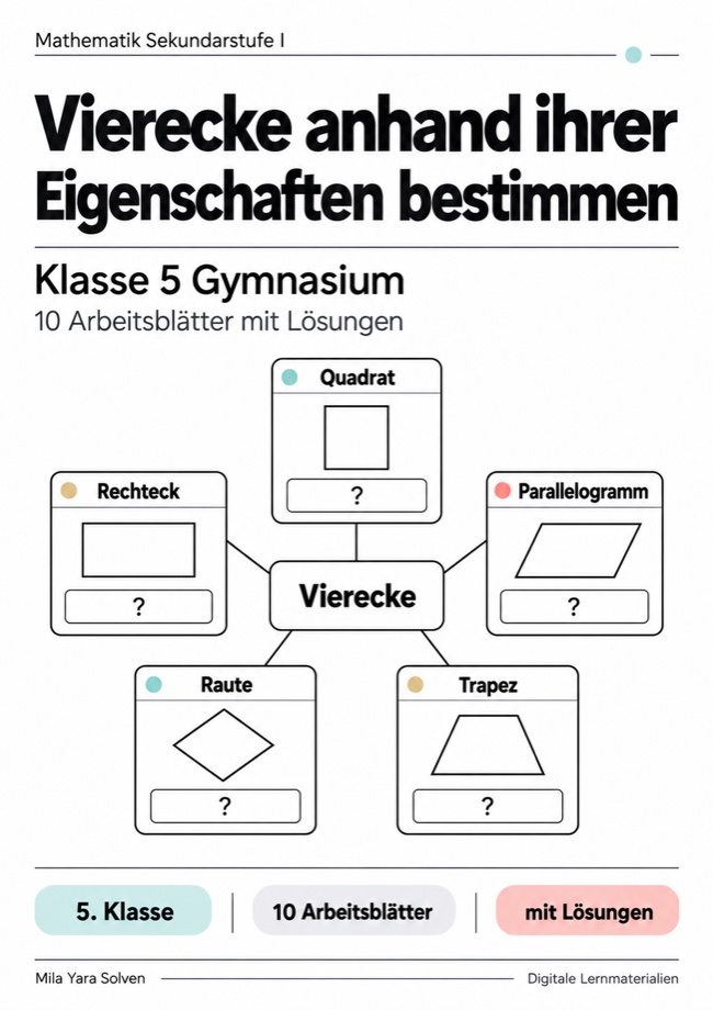 Cover: Vierecke anhand ihrer Eigenschaften bestimmen Klasse 5 Gymnasium
