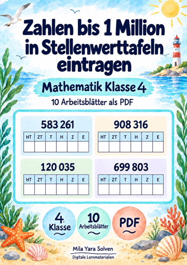 Cover: Zahlen bis 1 Million in Stellenwerttafeln eintragen