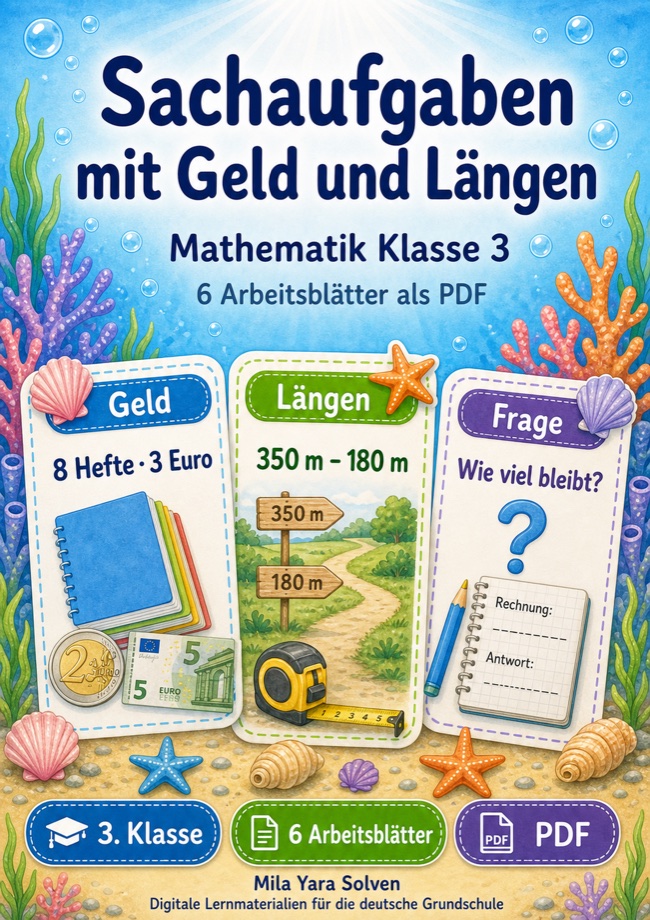 Cover: Sachaufgaben mit Geld und Längen