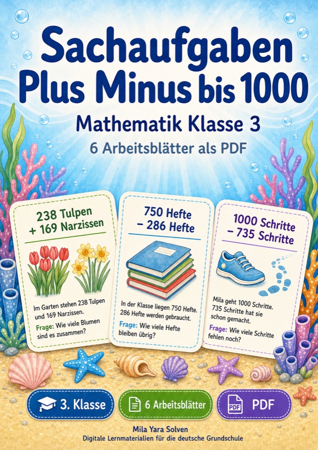 Cover: Sachaufgaben Plus Minus bis 1000