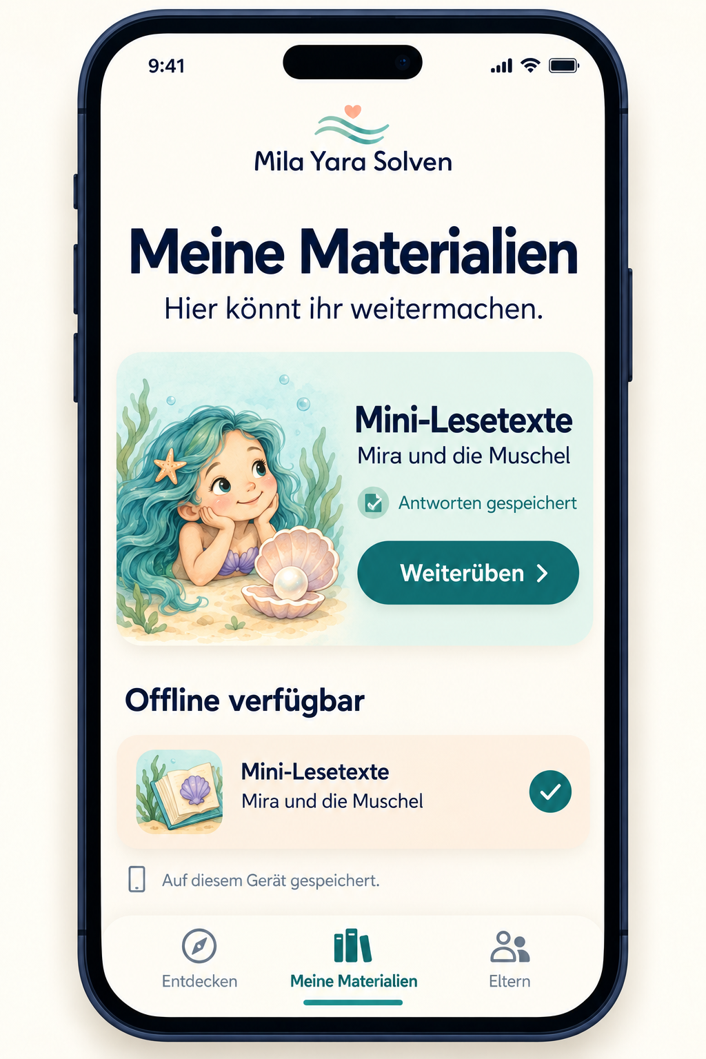 Frühe Konzeptansicht zum Fortsetzen einer begonnenen Übung